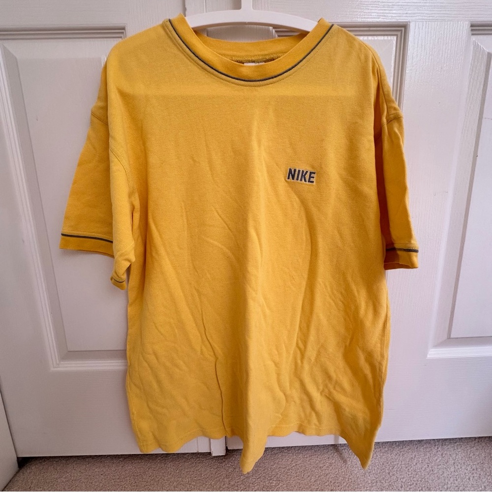 Vintage Nike Air White Label Men's Solid Yellow Spell Out Sports Athlete Tee M